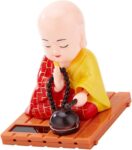 Monk Figures Wobble Figure Buddha Solar Figure Car Figure Dashboard Lucky Charm Wealth Fengshui Buddha Sculpture Decoration Gift Tea Ceremony Accessories
