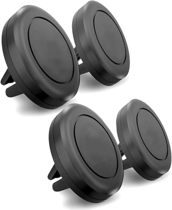 Universal Smartphone Holder - Air Vent Magnetic Car Mount (4 Pack Black) Compatible with iPhone 12/13/14/15/16 & Galaxy LG Android Cell Phone