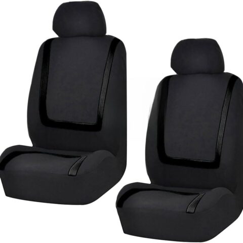 2 Pack Car Seat Covers, Breathable Seat Protectors, Anti-Slip Driver Seat Cover, Comfortable Front Seat Cover Set Universal Fit for Truck, SUV, Sedan, Airbag Compatible (Black)