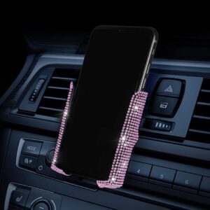 Car Phone Holder, 360 Degrees Adjustable Crystal Auto Mount Holder for Dashboard,Windshield and Air Vent (Pink)