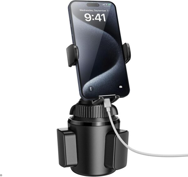 Universal Car Cup Holder Phone Mount | Quick-Extend Retractable Long Arm Design | 360° Full-Range Rotation | Compatible with All Smartphones | Stable, Anti-Shake Design
