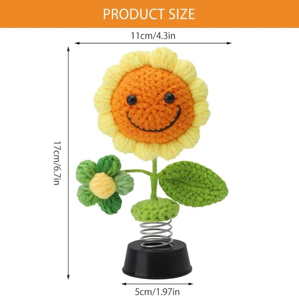Car Decoration, Knitted Sunflower Home Office Dashboard Decoration Accessories, Wobble Figure Flower, Wobble Figure Gift for Men, Women, Friends, Families, Friends, Colleagues, Crochet Flower