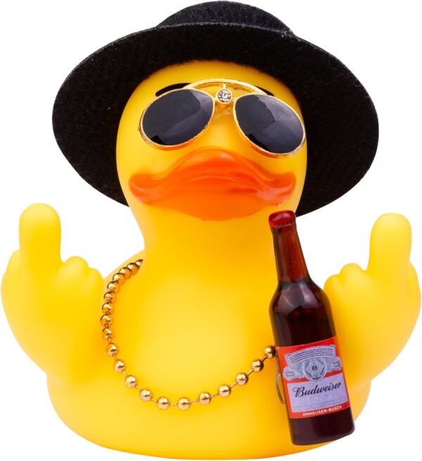 Rubber Duck Car Dashboard Decorations Duck Car Ornaments with Top Hat Sunglasses Cute Prop for Car Accessories, Party Car Decoration Birthday Gift