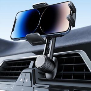 Car Phone Holder — [Doesn't Block Your View] Air Vent Phone Mount — Compatible with All Smartphones; [Supports Phones with Thick Cases] Hands-Free Car Phone Holder