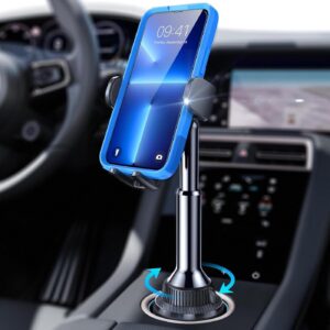 Cup Phone Holder for Car No Shaking Car Phone Holder Mount, 360° Adjustable Car Accessories for iPhone 16e 16 15 14 13 Pro Max Samsung S25 All 4-7'' Phone