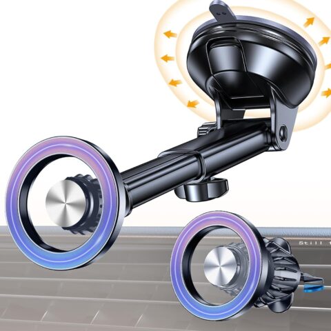 Car Mount [Windshield + Air Vent + Dashboard] Magnetic Car Phone Holder — The Premier Choice for Car Accessories; Features a Powerful Suction Cup Design; Suitable for Cars and Trucks