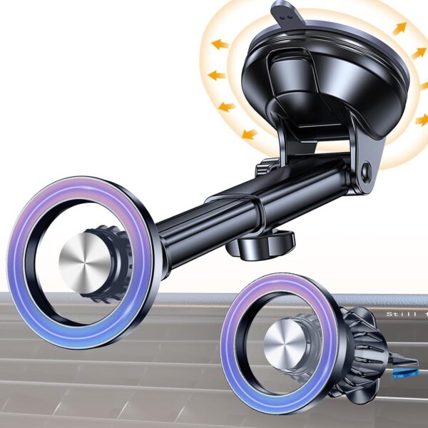 Car Mount [Windshield + Air Vent + Dashboard] Magnetic Car Phone Holder — The Premier Choice for Car Accessories; Features a Powerful Suction Cup Design; Suitable for Cars and Trucks