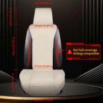 2PCS Leather Car Seat Covers Front – Universal Fit for Sedan, SUV, Van, Waterproof PU Leather, Airbag Compatible, Anti-Slip Backing, Easy Install with Storage Pocket (Off-White)