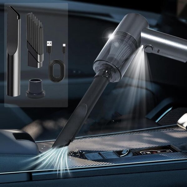 Handheld Car  Cleaner, 120W Powerful Suction Household Car  Cleaner with Multi-Nozzles, Rechargeable Dual Use Wet and Dry Car Cleaning Tool Suitable for Kitchen Beauty Cleaning (Black)