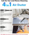Handheld  Cleaner 16000Pa High Power Car  with Brushless Motor, 4 in 1 Compressed Air Duster 90° Foldable Air Blower for Home Office Car Keyboard