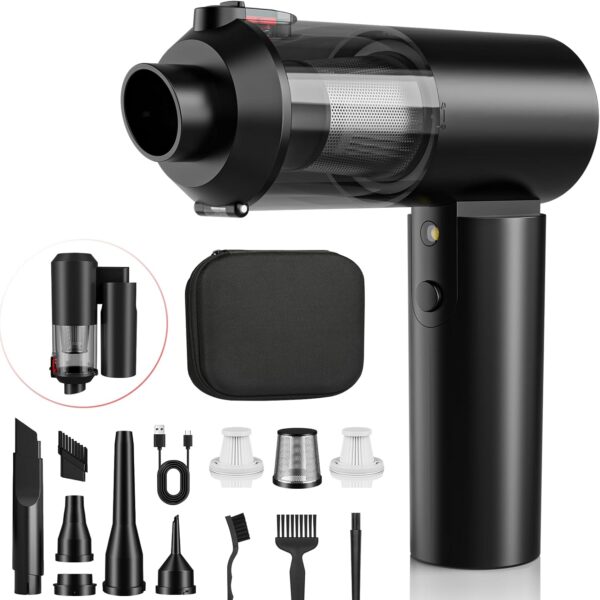Car Cleaner 4 in 1 Handheld 16000Pa High Power Brushless Motor, ° Foldable Compressed Air Duster for Car, Home, Office and Keyboard
