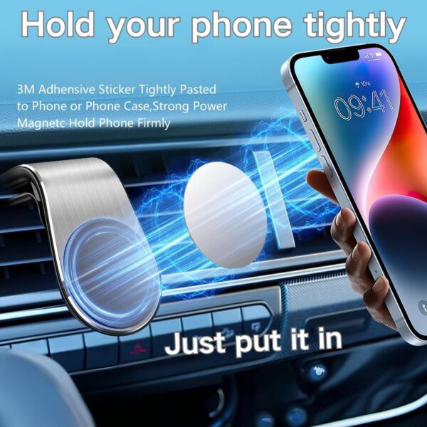 2-Pack Strong Magnetic Car Phone Holder - 360° Rotatable L-Shape Air Vent/Dashboard Mount for iPhone, Samsung, Huawei - Super Sticky Magnet, Universal Smartphone Cradle (Black + Red)