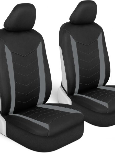 Seat Covers for Cars Trucks SUV – Gray Seat Covers with Waterproof Neoprene Lining, Automotive Car Seat Covers for Front Seats Only, Forros Para Asientos de