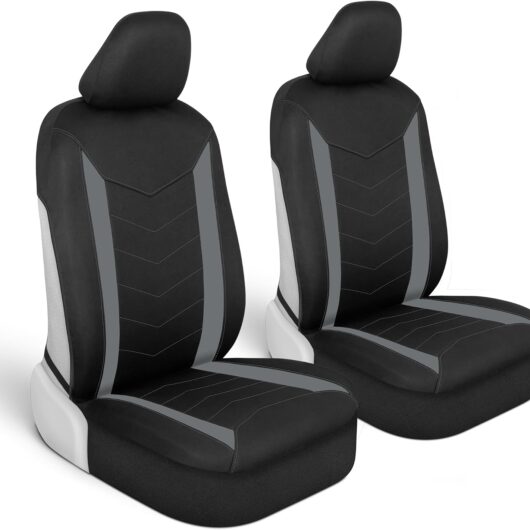 Seat Covers for Cars Trucks SUV – Gray Seat Covers with Waterproof Neoprene Lining, Automotive Car Seat Covers for Front Seats Only, Forros Para Asientos de