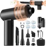 Car  Cleaners, Folding Mini Handheld  Portable Cordless with LED Light, 3 in 1 15000Pa Strong Suction Blower and Sucker for Home, Car, Pet, Keyboard Cleaning #Black