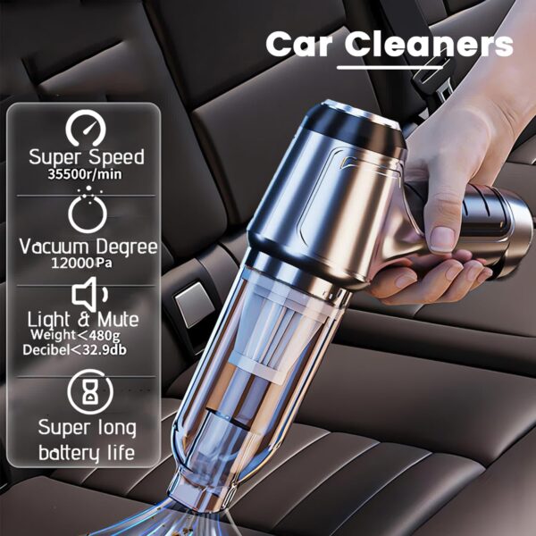 Car , 2 Car , Car Portable Cordless, Handheld Car Cleaner, Portable for Car, Brushless, 12000 Pa Strong, Low Noise, Long Lasting Battery (Silver)