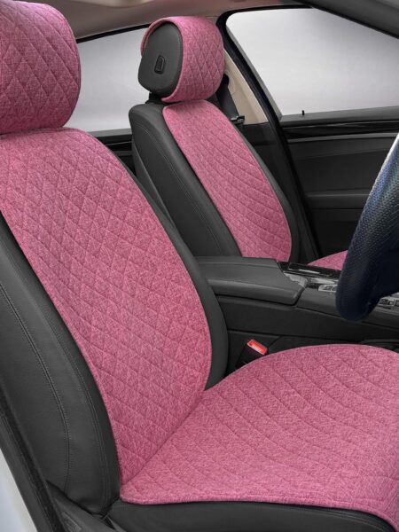 Linen Car Seat Cover - Non-Slip & Breathable - Universal Fit for Cars, Vans, SUVs, Trucks - 2 Units - Pink