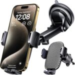 Car Phone Mount — Suitable for Windshields, Dashboards, and Air Vents; Universal Hands-Free Car Phone Holder; Can Also Be Used as a Smartphone/Camera Stand